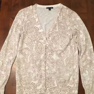 White and tan cardigan